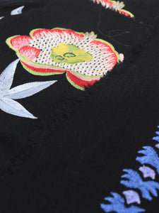 Temperley Temperley Black carmelina embroidered wool scarf
