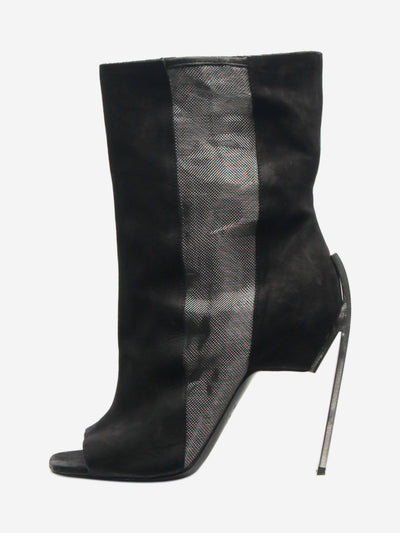 Black peep-toe heeled boots - size EU 37