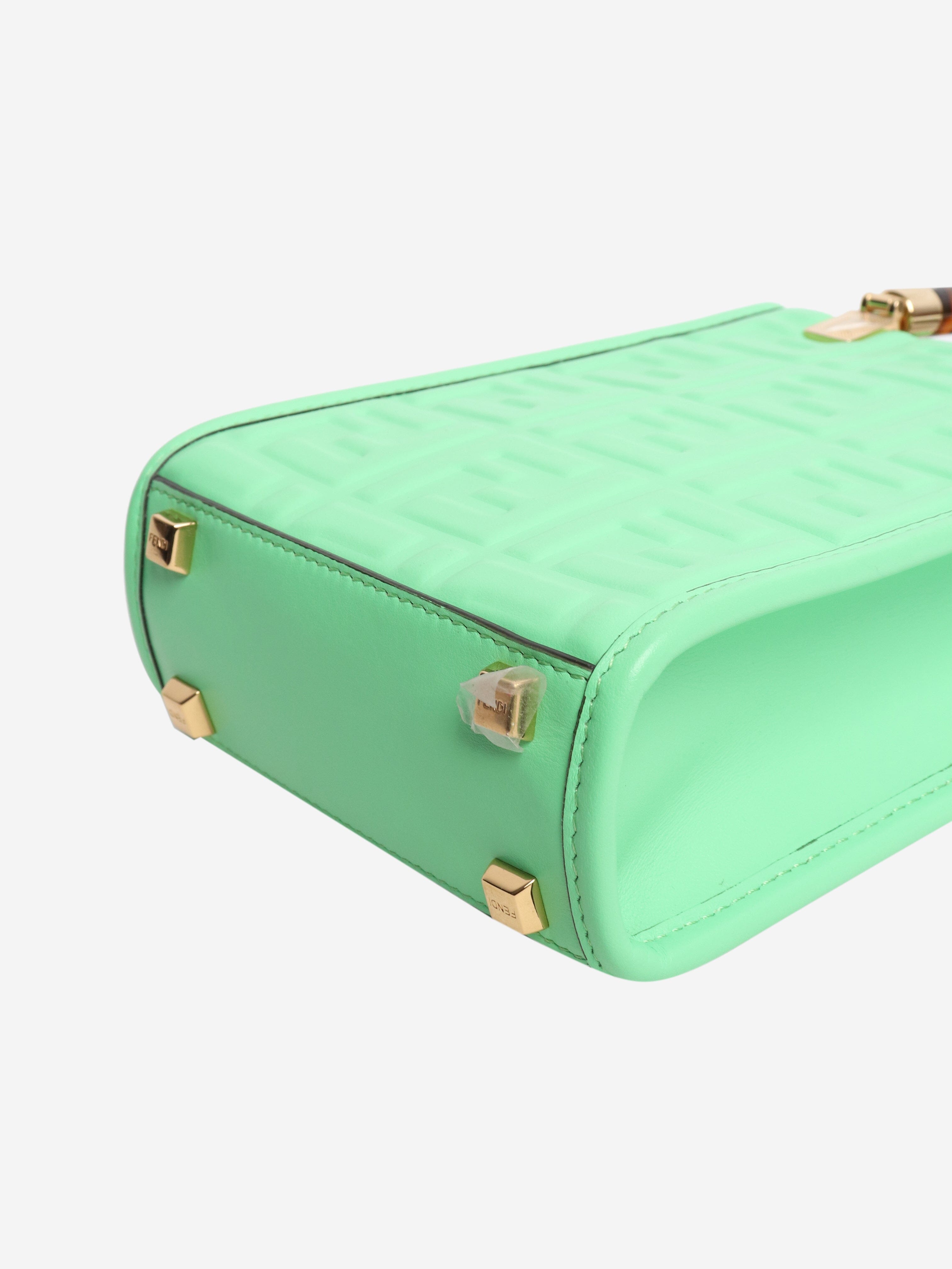 Green FF embossed mini tote Shoulder bags Fendi 