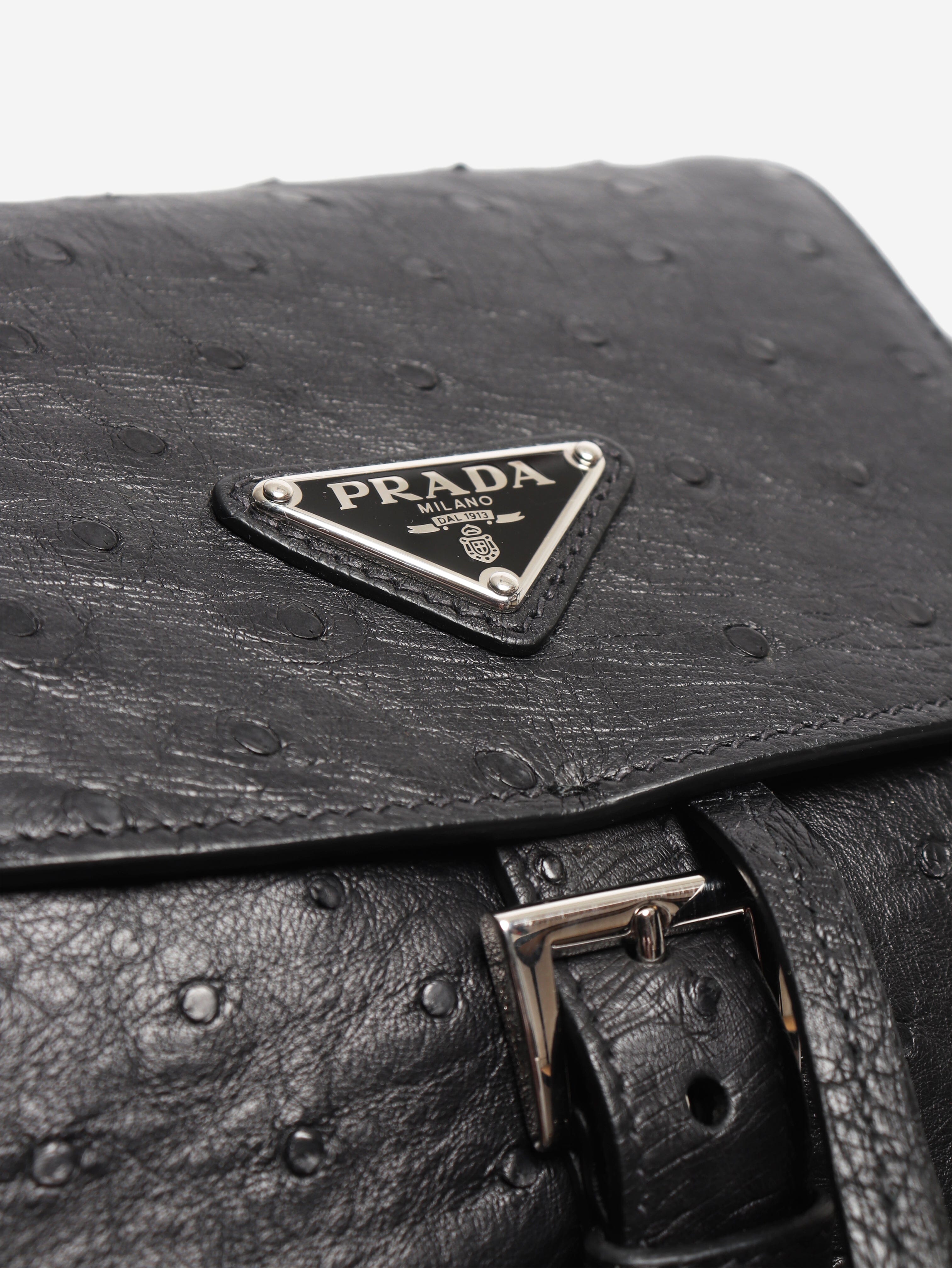 Black ostrich leather backpack Backpacks Prada 