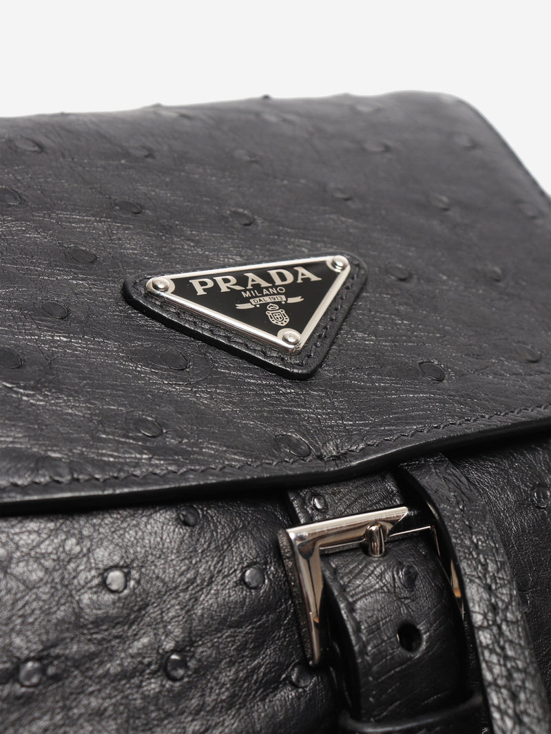 Black ostrich leather backpack Backpacks Prada 