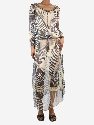 Multi patterned slit sheer cover dress - size UK 6 Beachwear Marie France Van Damme 