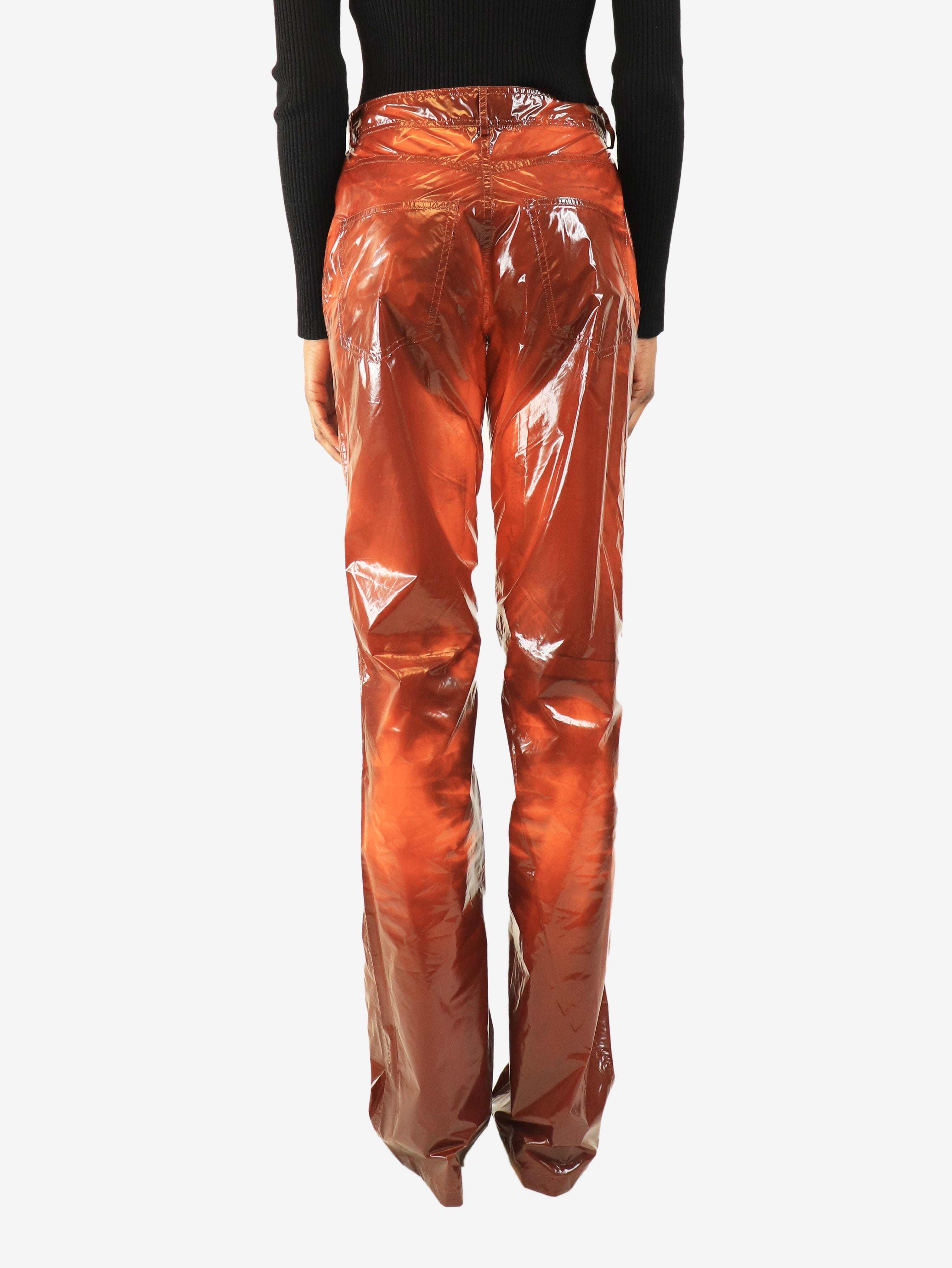 Brown vinyl coated trousers - size UK 6 Trousers Ferragamo 