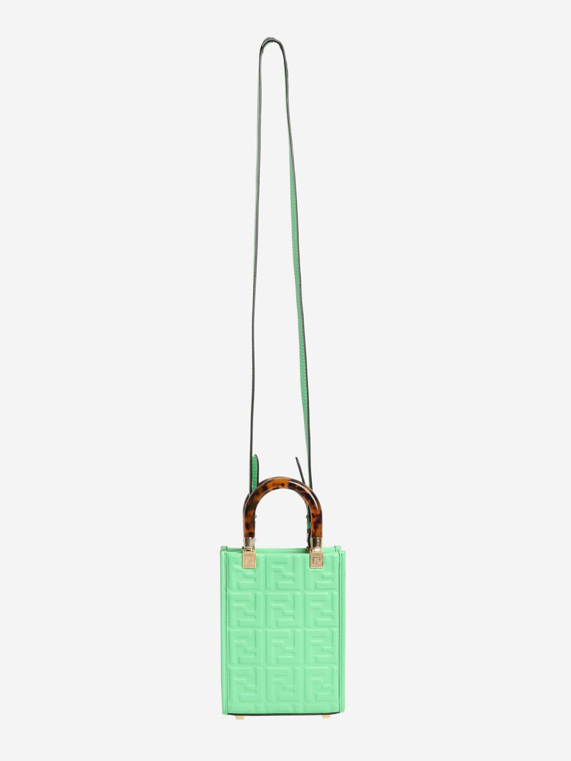 Green FF embossed mini tote Shoulder bags Fendi 