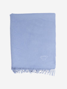 Hermes Light blue fringed cashmere scarf