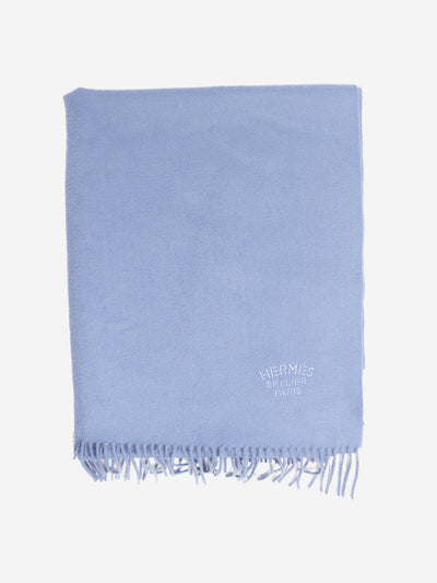 Light blue fringed cashmere scarf Scarves Hermes 