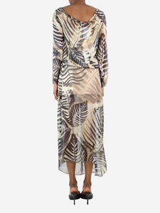 Marie France Van Damme Multi patterned slit sheer cover dress - size UK 6