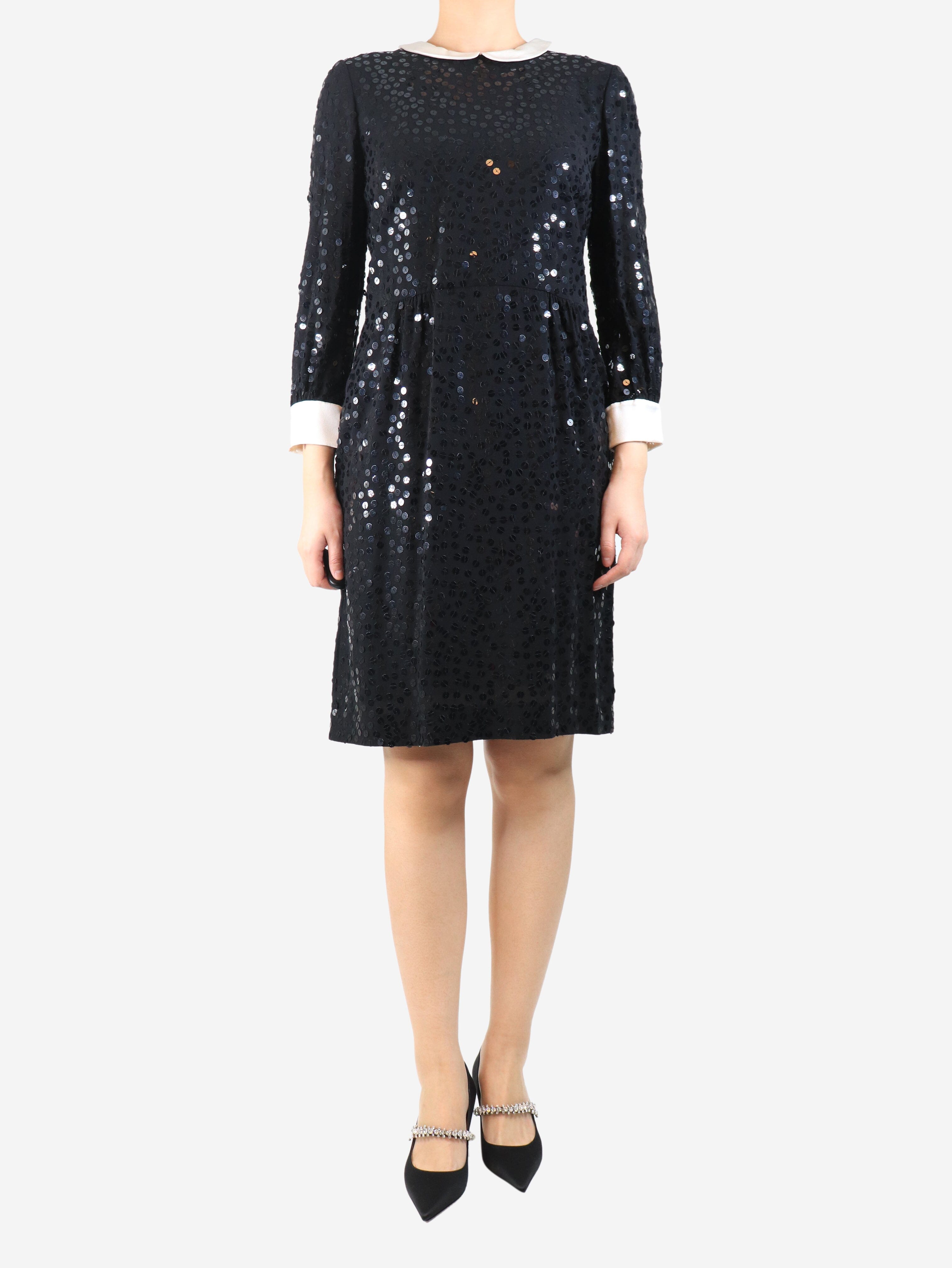 Black sequin-embellished midi dress - size UK 12 Dresses Saint Laurent 