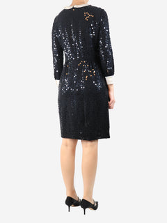 Black sequin-embellished midi dress - size UK 12 Dresses Saint Laurent 