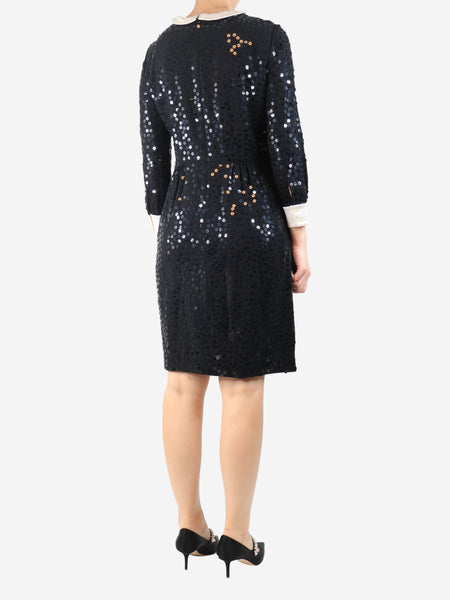 Black sequin-embellished midi dress - size UK 12 alternate image