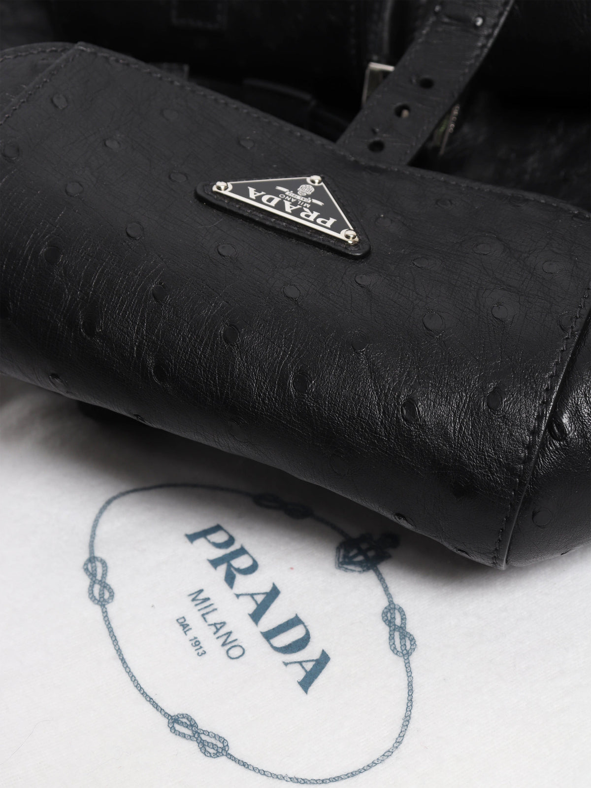 Black ostrich leather backpack Backpacks Prada 