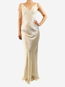 Cream satin lace maxi dress - size UK 8 Dresses Trussardi 