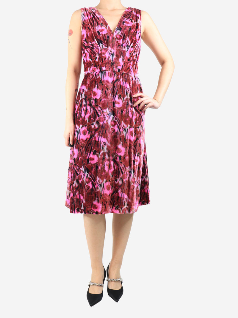 Pink sleeveless velvet midi dress - size UK 10 Dresses Prada 