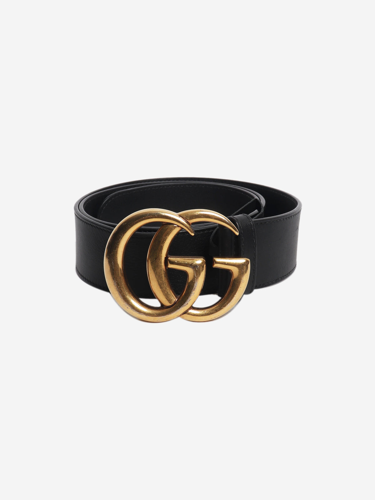 Black and gold Marmont logo belt Belts Gucci 