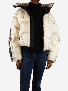 Moncler x Adidas Originals Ivory hooded puffer jacket - size UK 6