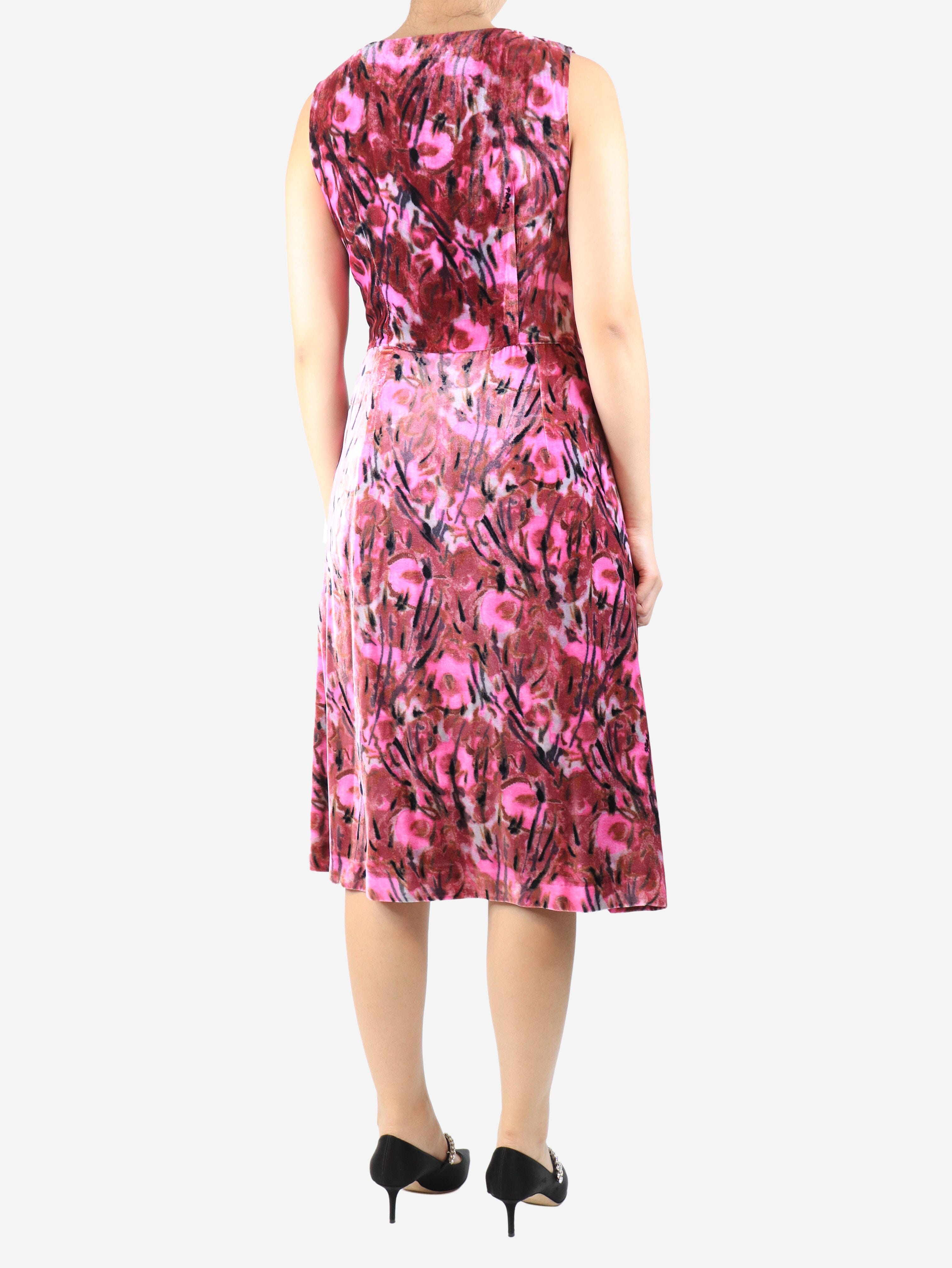 Pink sleeveless velvet midi dress - size UK 10 Dresses Prada 