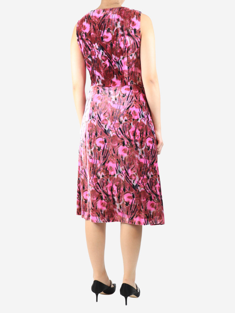 Pink sleeveless velvet midi dress - size UK 10 Dresses Prada 
