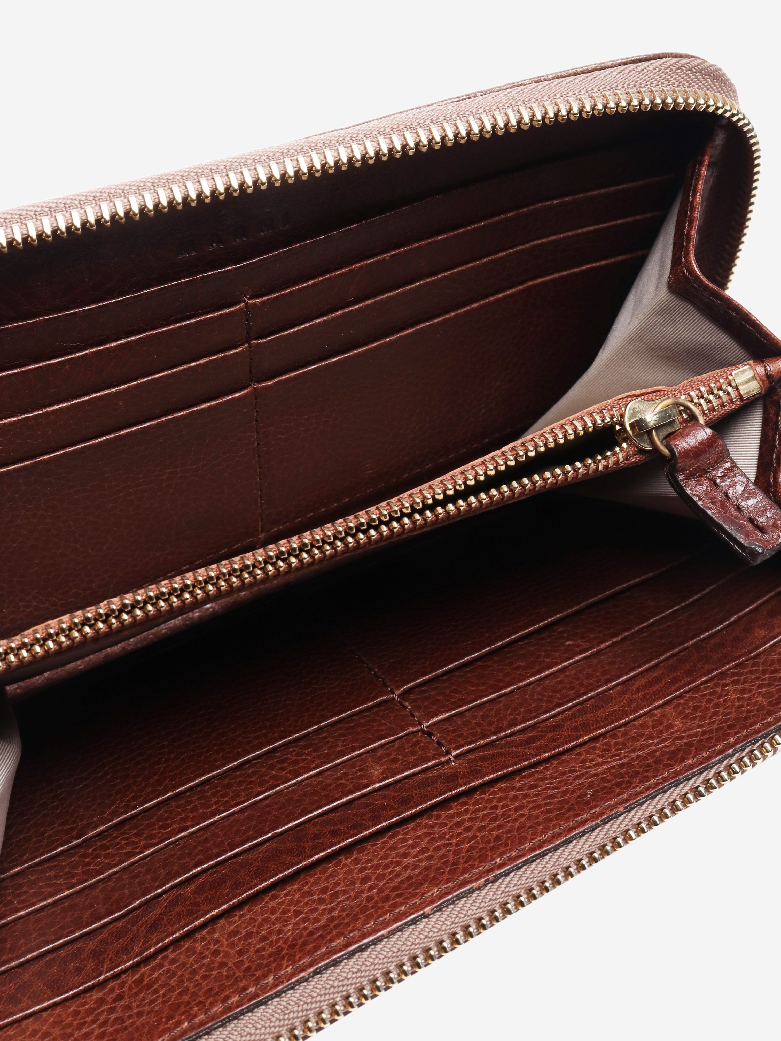 Brown leather zip wallet Wallets, Purses & Small Leather Goods Marni 