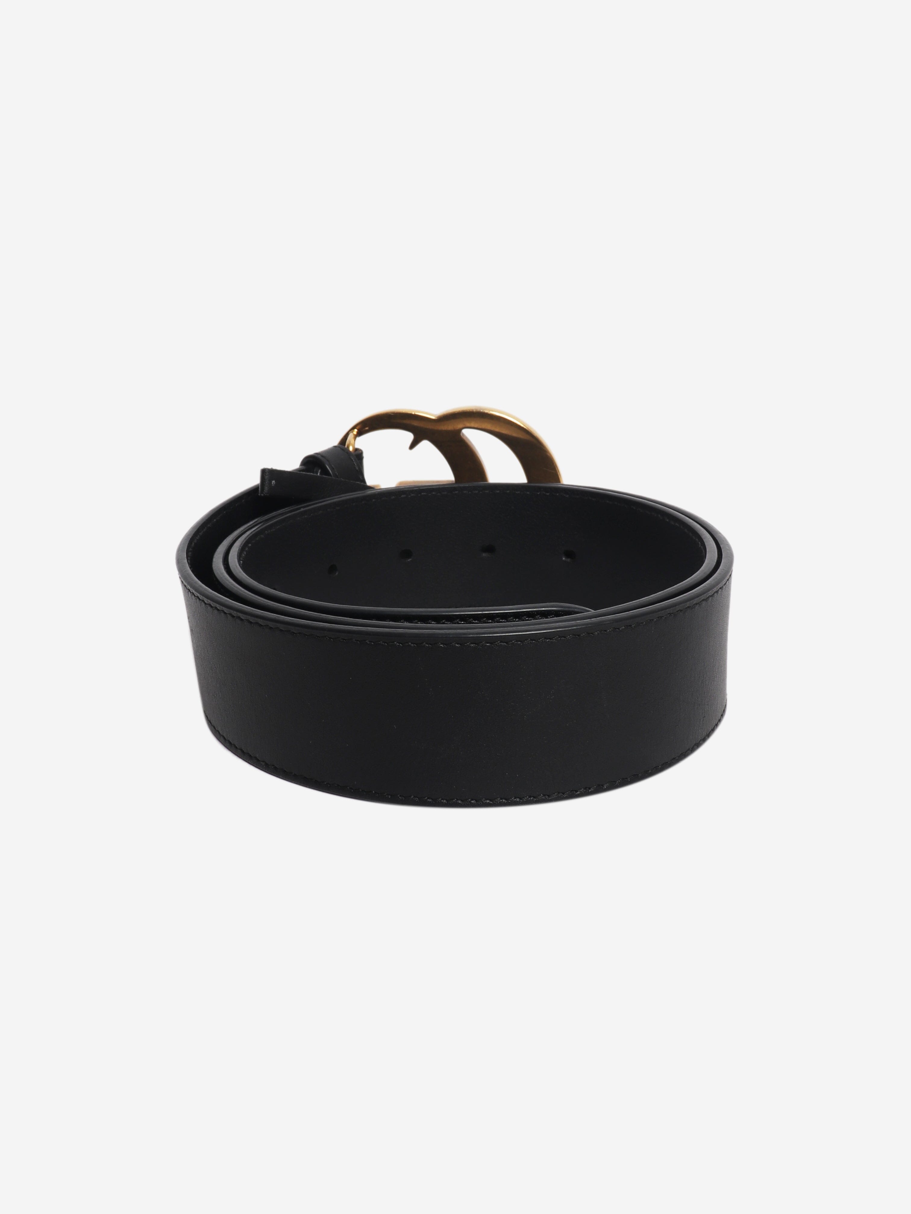 Black and gold Marmont logo belt Belts Gucci 