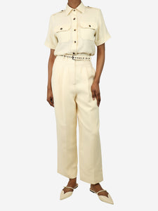 Christian Dior Cream pleated trousers - size UK 6