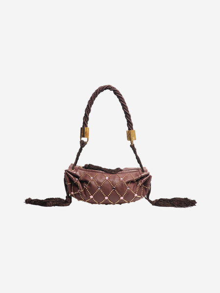 Brown embellished-tassel shoulder bag alternate image