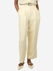 Christian Dior Cream pleated trousers - size UK 6