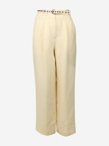 Christian Dior Cream pleated trousers - size UK 6