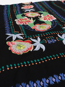 Temperley Temperley Black carmelina embroidered wool scarf