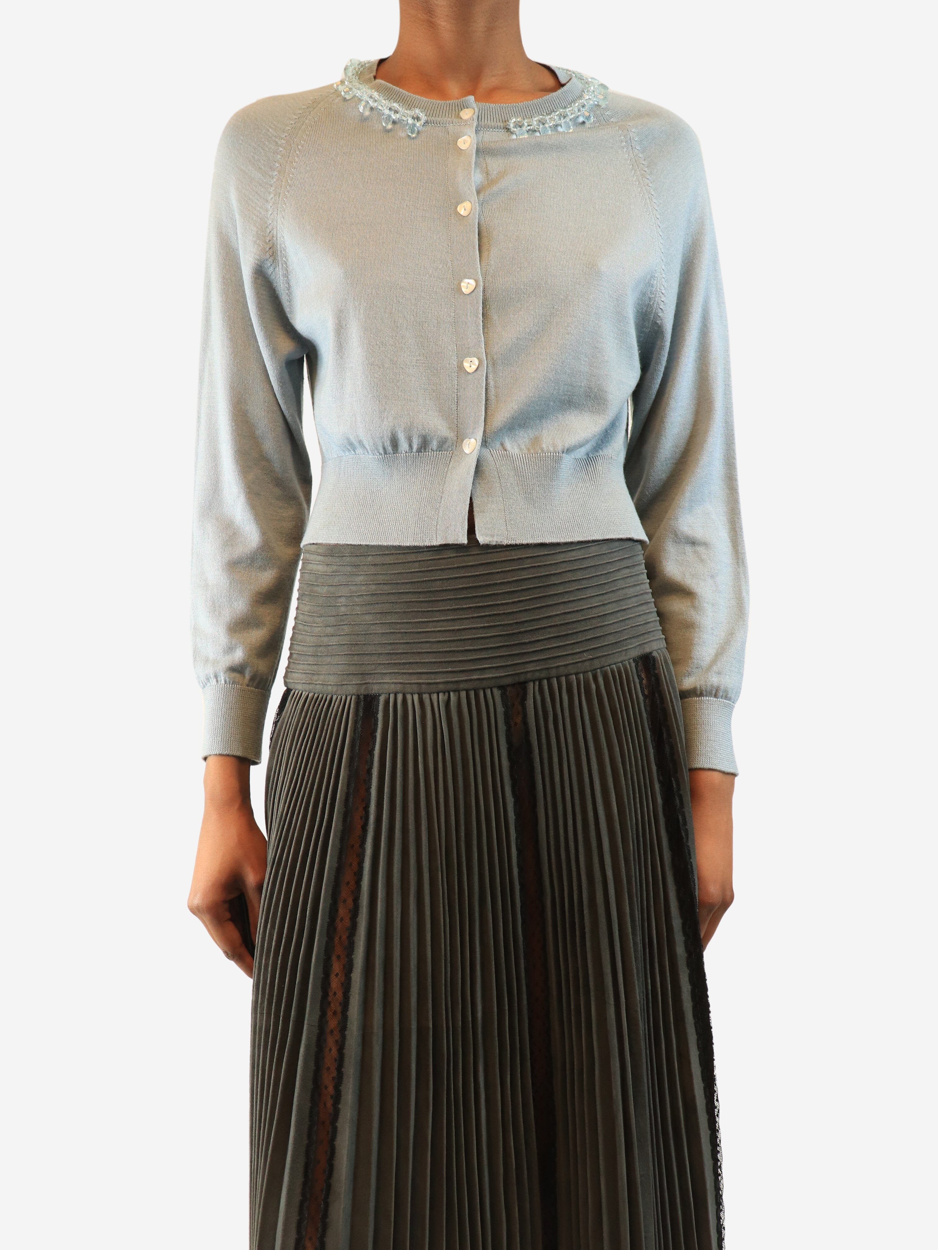 Light blue embellished-collar cardigan - size XS Knitwear Simone Rocha 