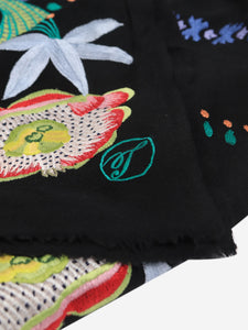 Temperley Temperley Black carmelina embroidered wool scarf