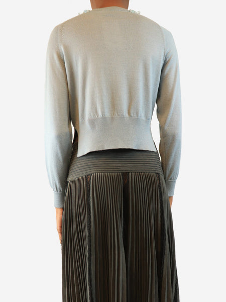 Light blue embellished-collar cardigan - size XS alternate image