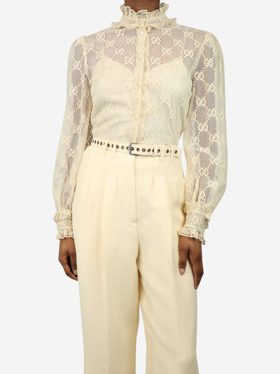 Cream ruffled lace shirt - size UK 6 Tops Gucci 