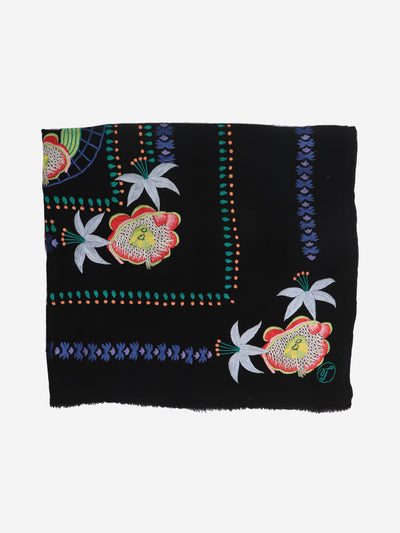 Temperley Black carmelina embroidered wool scarf Scarves Temperley 