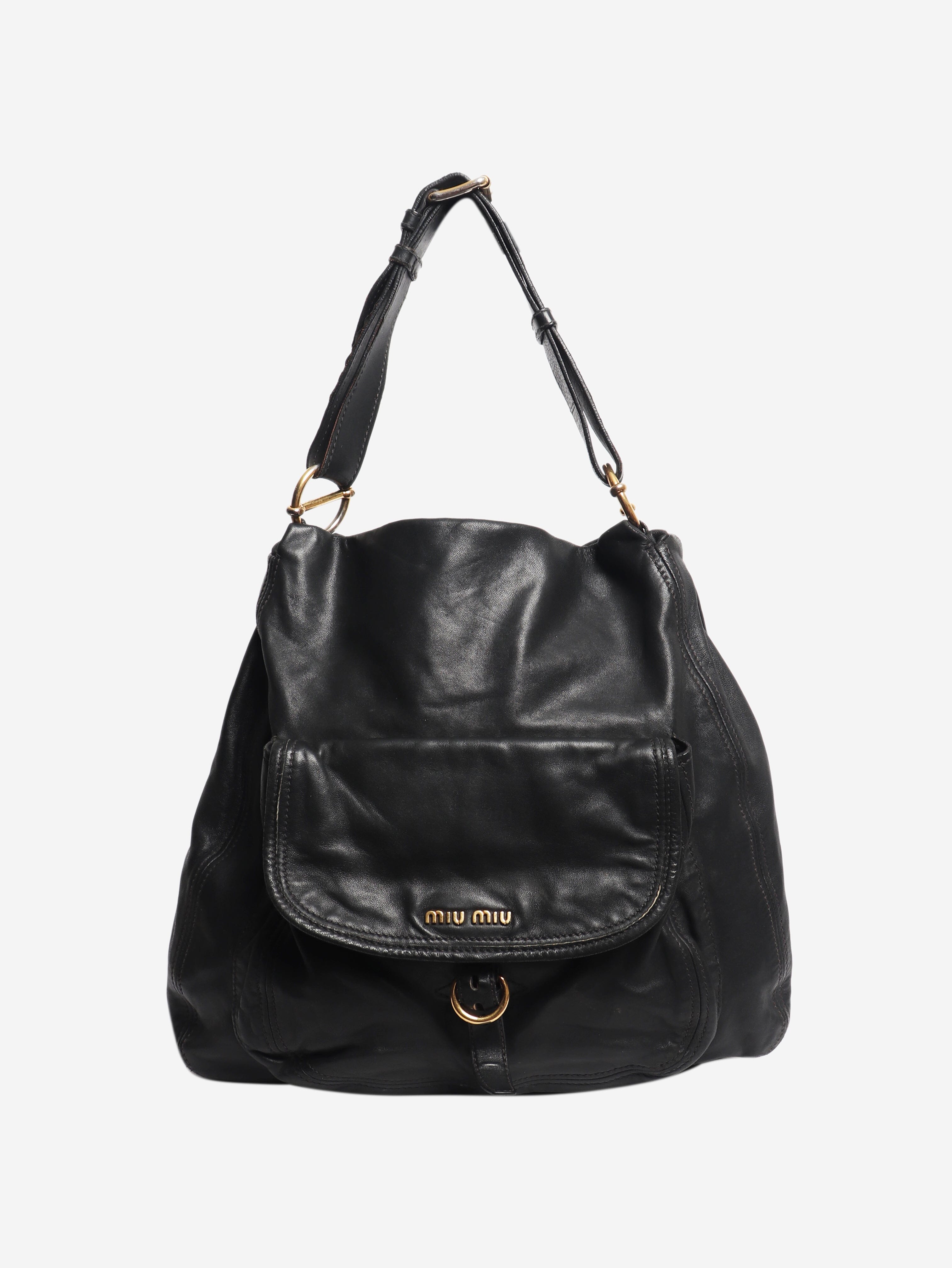 Black leather shoulder bag Shoulder bags Miu Miu 