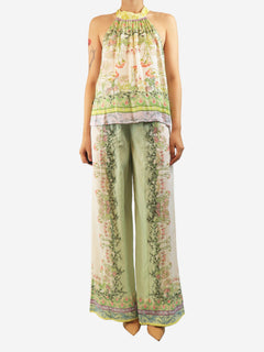 Green and white floral halter top and trousers set - size UK 10 Sets Alice + Olivia 