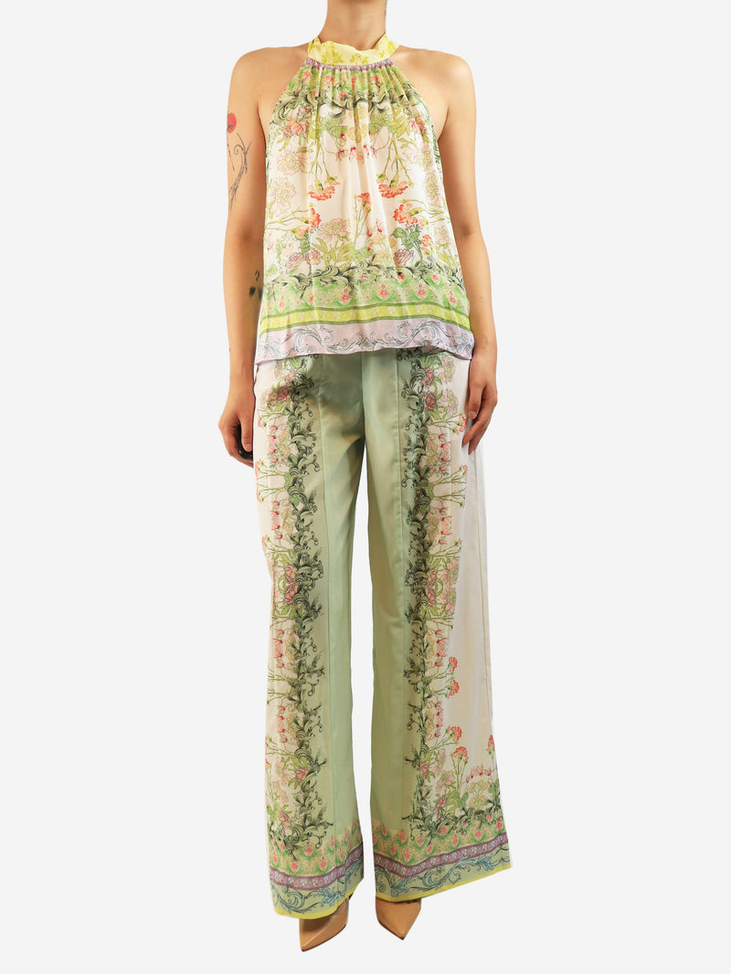 Green and white floral halter top and trousers set - size UK 10 Sets Alice + Olivia 