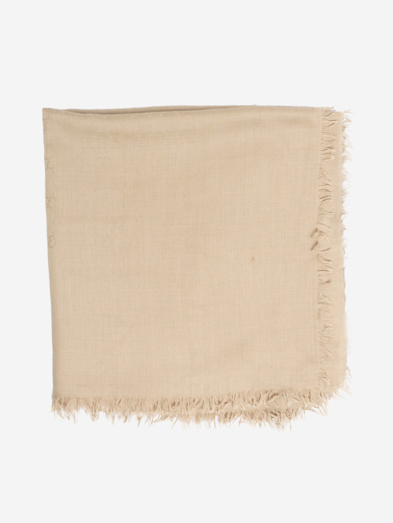 Neutral GG fringed shawl scarf Scarves Gucci 