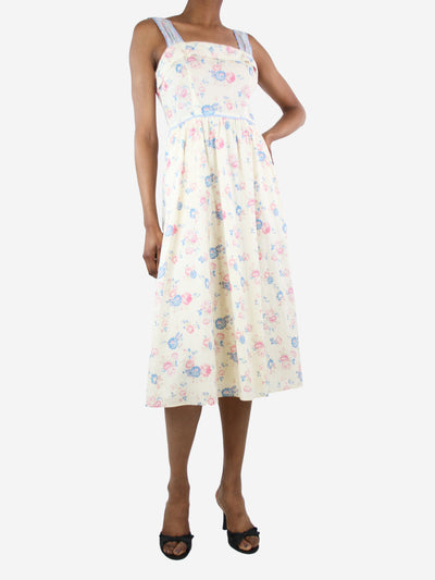 Cream sleeveless floral-printed midi dress - size UK 6 Dresses Love Shack Fancy 