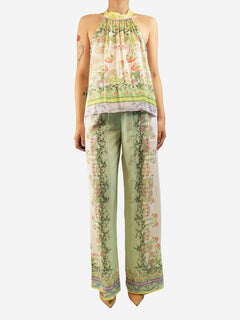 Green and white floral halter top and trousers set - size UK 10 Sets Alice + Olivia 