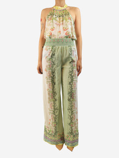 Green and white floral halter top and trousers set - size UK 10 Sets Alice + Olivia 