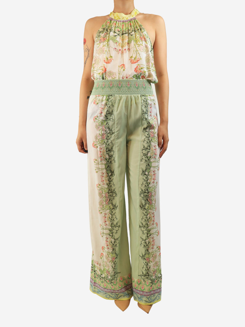 Green and white floral halter top and trousers set - size UK 10 Sets Alice + Olivia 