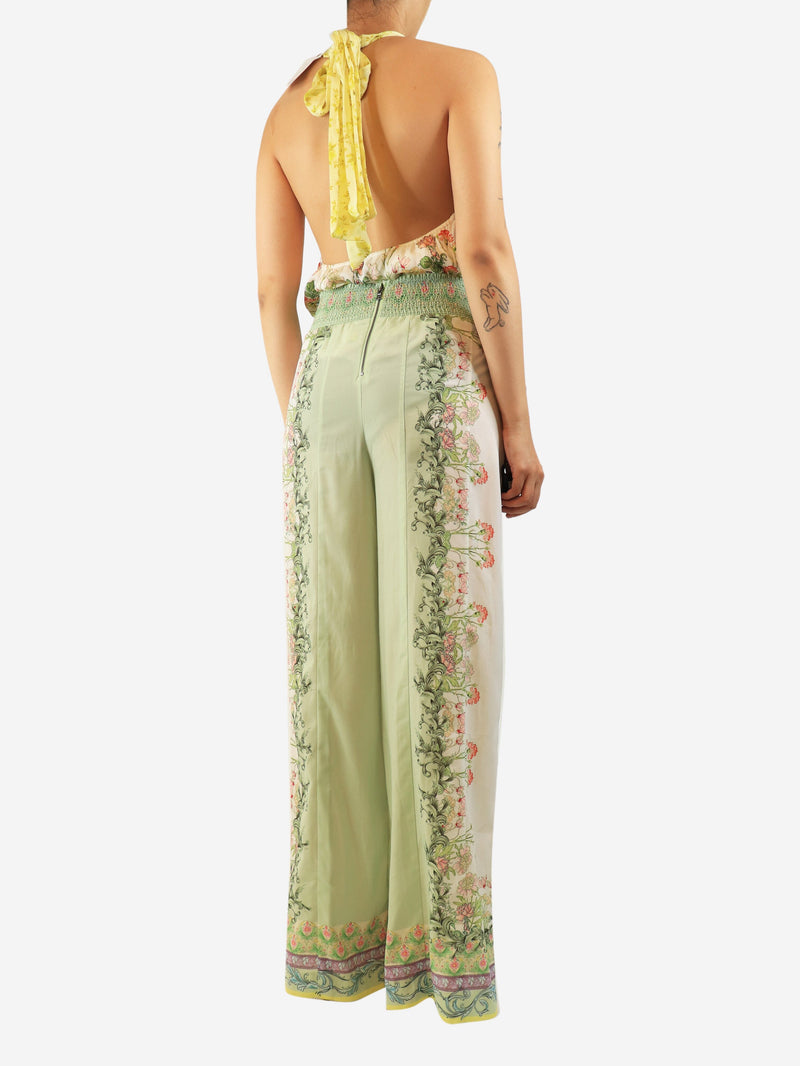 Green and white floral halter top and trousers set - size UK 10 Sets Alice + Olivia 