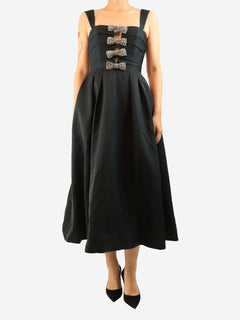 Black Luiza strap midi dress - size UK 8