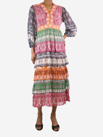 Multicolour floral and paisley tiered midi dress - size UK 12 Dresses Zimmermann 