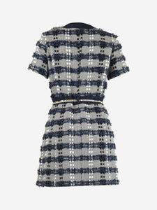 Chanel Navy blue and white houndstooth midi dress - size UK 10