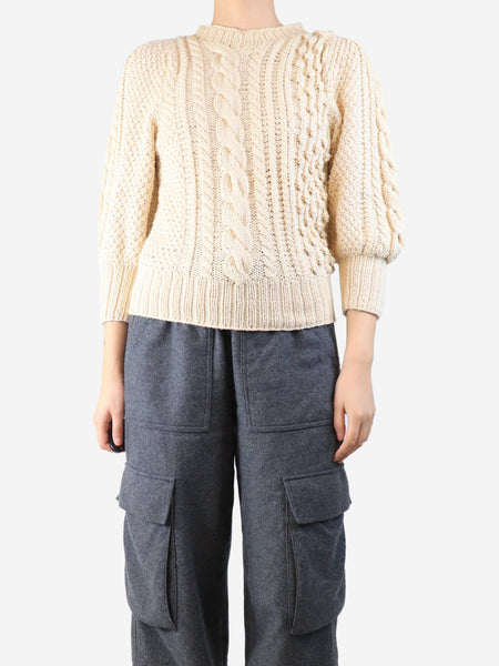 Cream mixed-knit sweater - size S product image