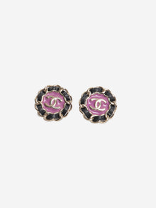 Purple and black interwoven chain round earrings Earrings Chanel 