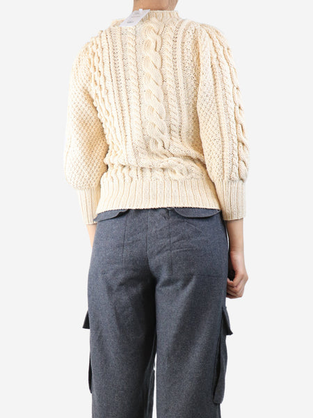 Cream mixed-knit sweater - size S alternate image