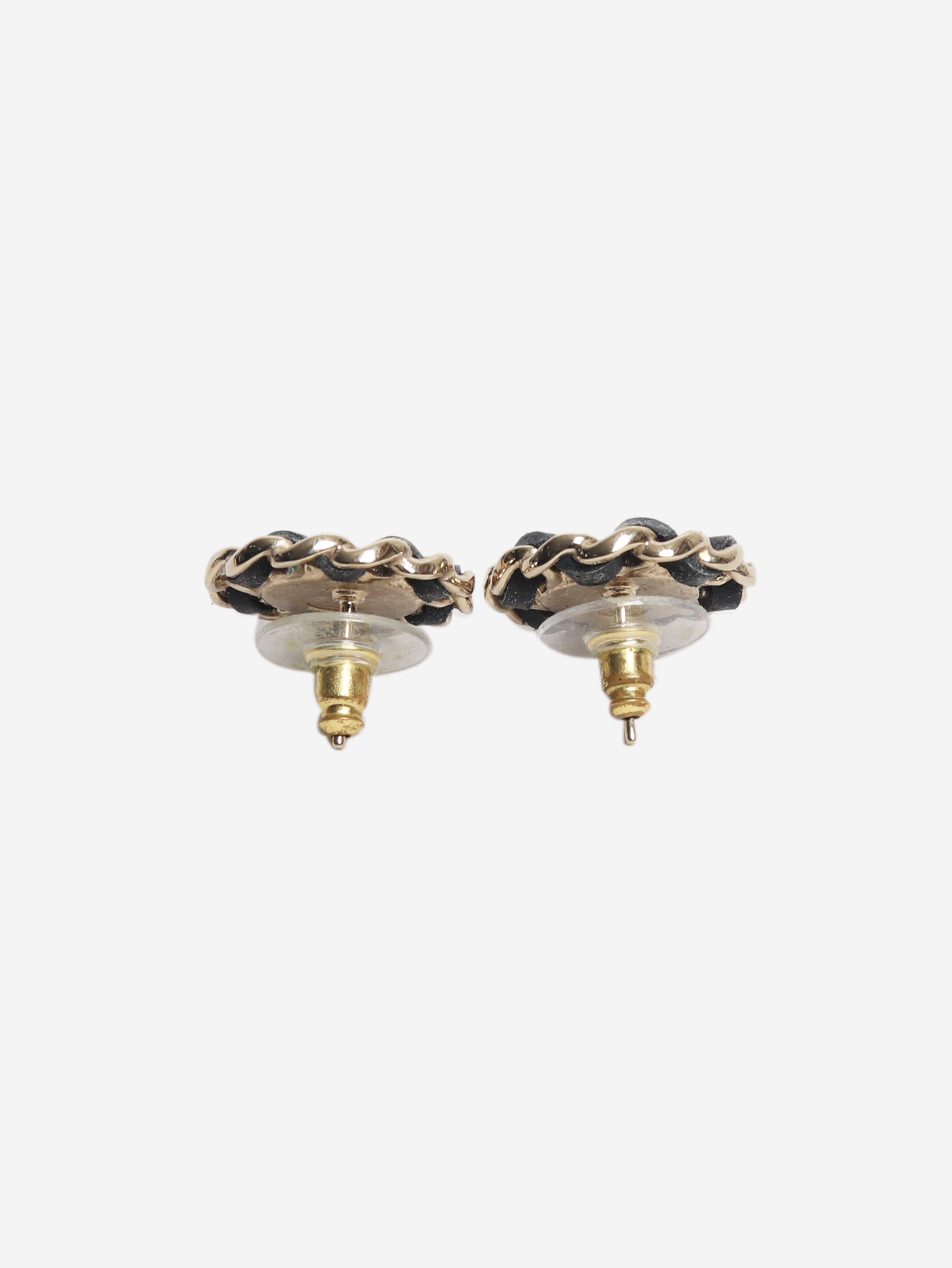 Purple and black interwoven chain round earrings Earrings Chanel 