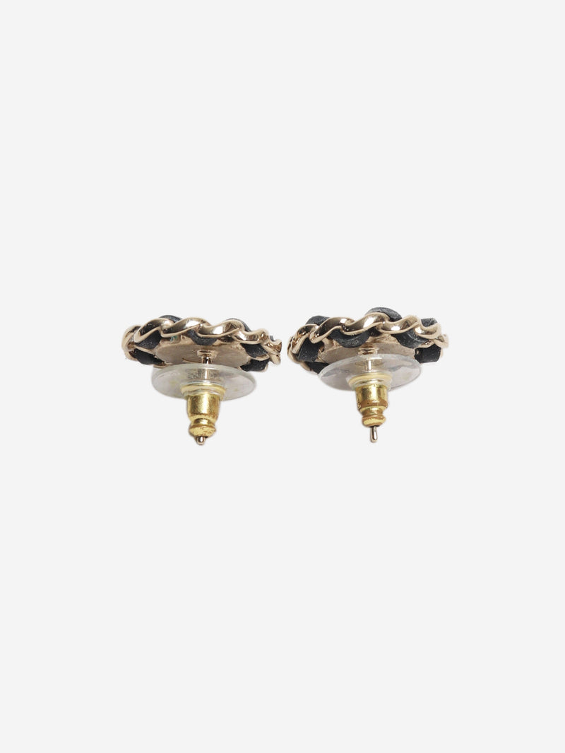 Purple and black interwoven chain round earrings Earrings Chanel 
